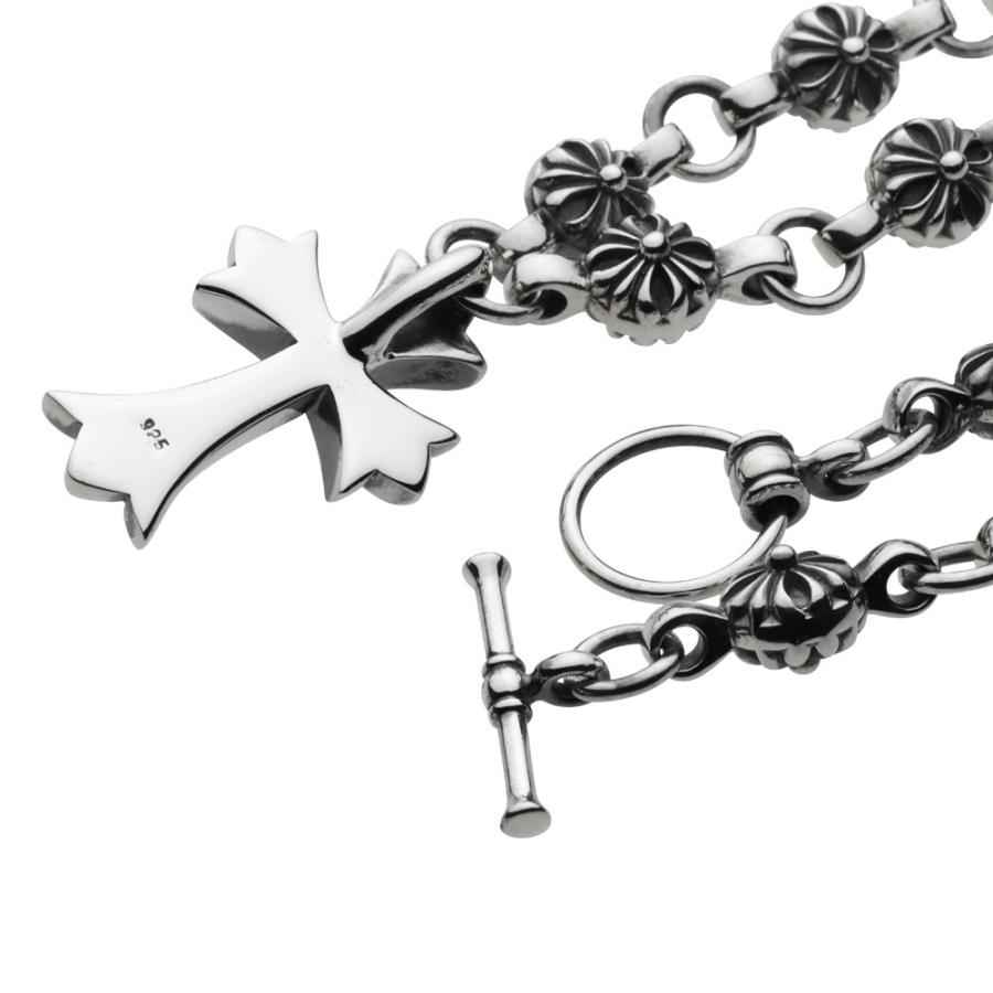 シルバーネックレス メンズ クロスボール ゴシック クロス シルバー925  メンズ シルバーアクセサリー fp0119の画像
