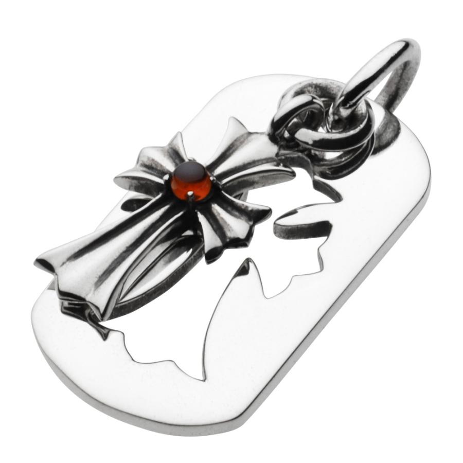 ガーネット シルバーペンダント メンズ クロス プレート 十字架