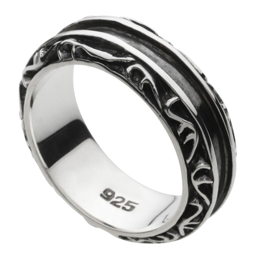 シルバーリング 指輪 メンズ ブラック アラベスク クロス 唐草 ハード