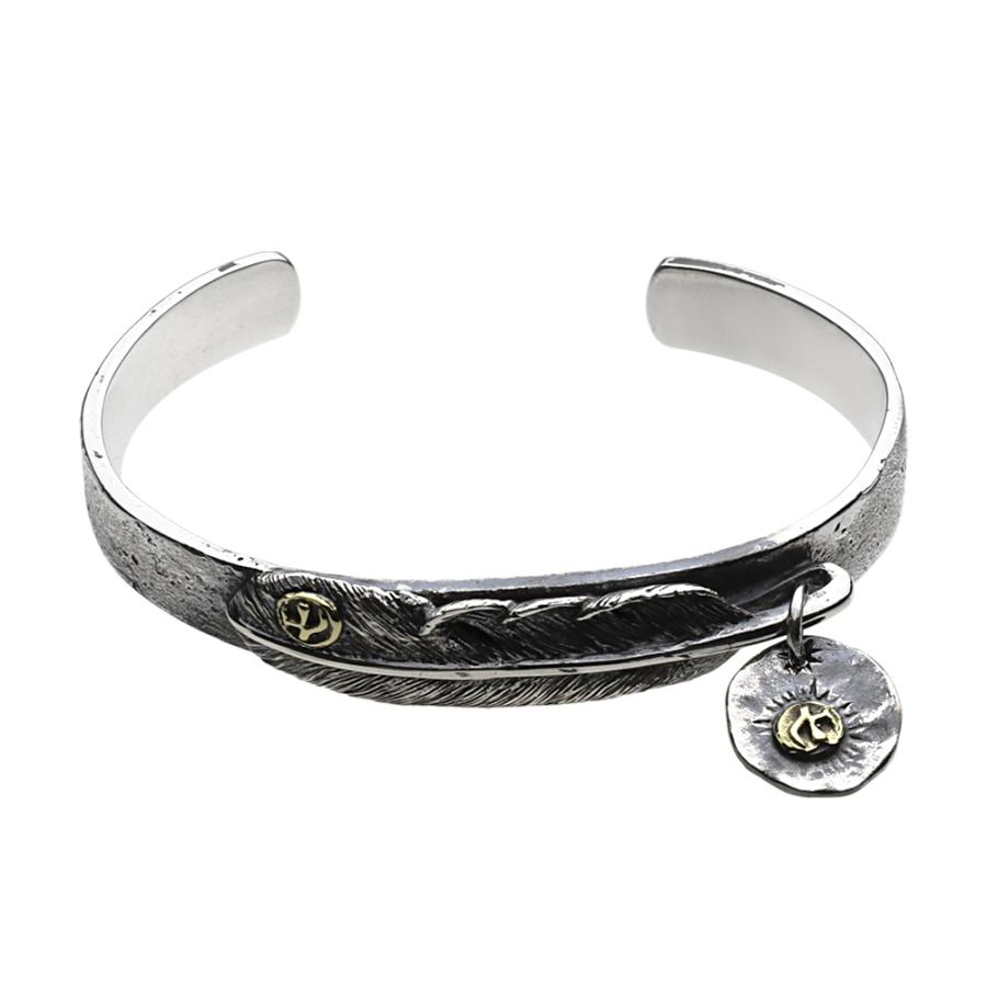 シルバーブレスレット メンズ バングル フェザー イーグル メダイ