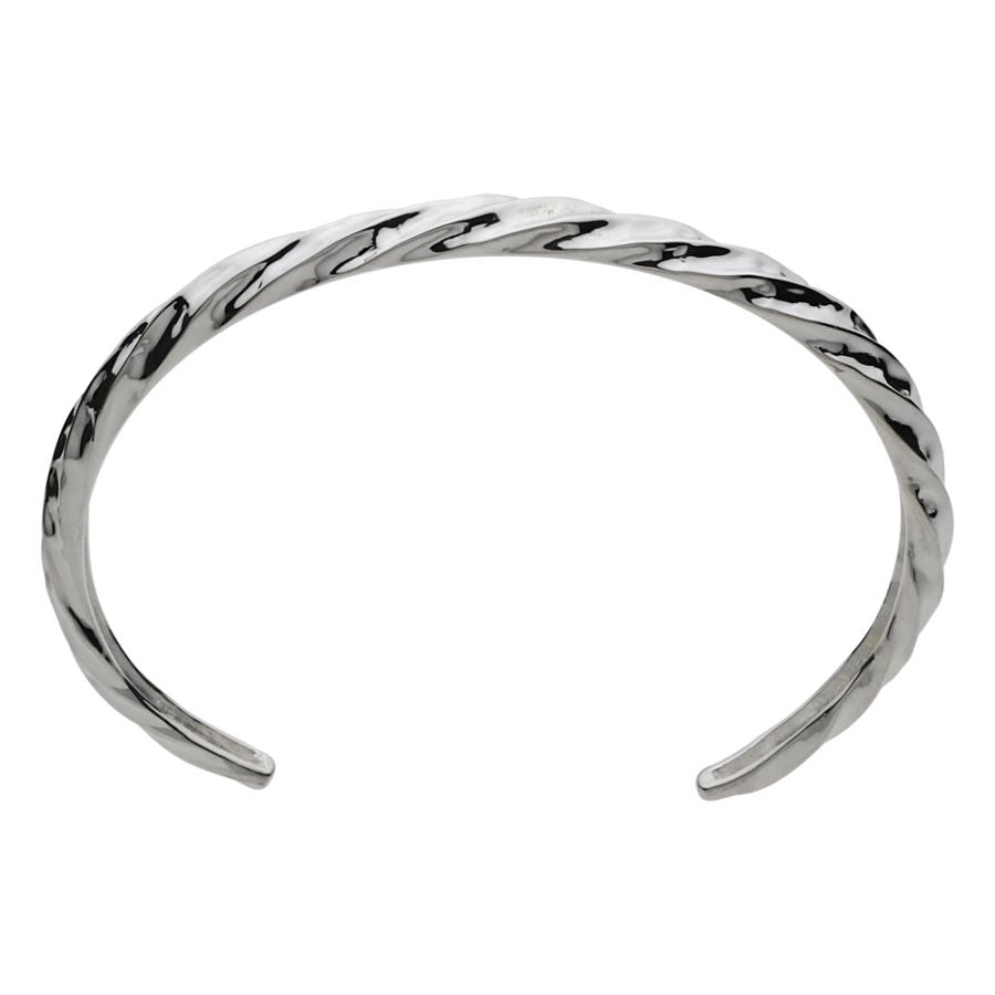 シルバーブレスレット メンズ バングル ツイスト ロープ ひねり ねじり 鏡面仕上げ シンプル シルバー925 シルバーアクセサリー fb0204の画像