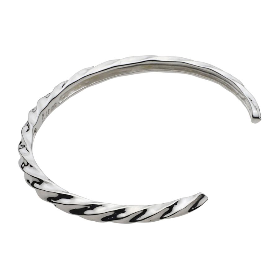 シルバーブレスレット メンズ バングル ツイスト ロープ ひねり ねじり 鏡面仕上げ シンプル シルバー925 シルバーアクセサリー fb0204の画像