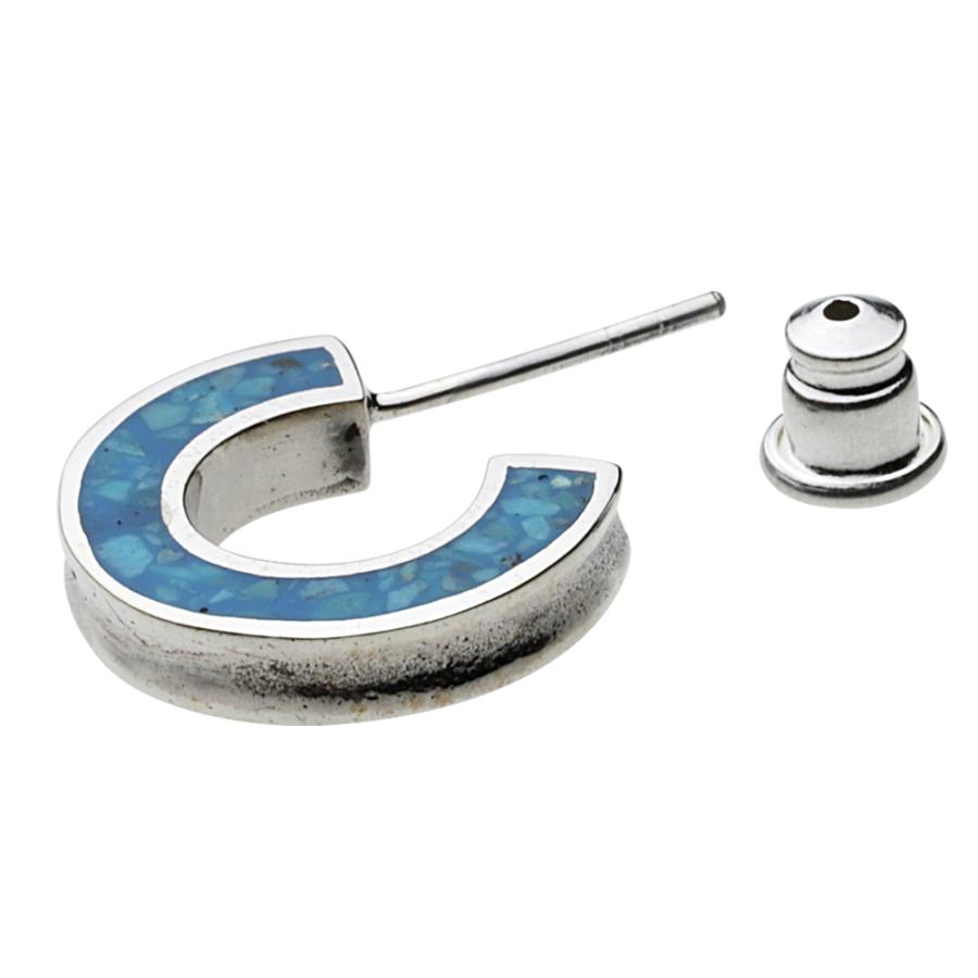 ターコイズ シルバーピアス メンズ シルバー925 silver925 フープ ピアス リング 大ぶり 大きめ シルバーアクセサリー fe0191の画像