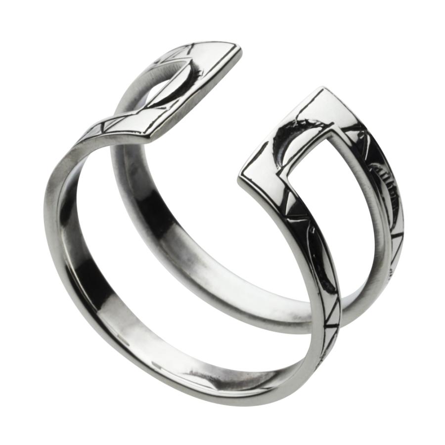 シルバーリング 指輪 メンズ 2連風 ネイティブ インディアンジュエリー シルバー925 おしゃれ silver925 シルバーアクセサリー fr0485の画像