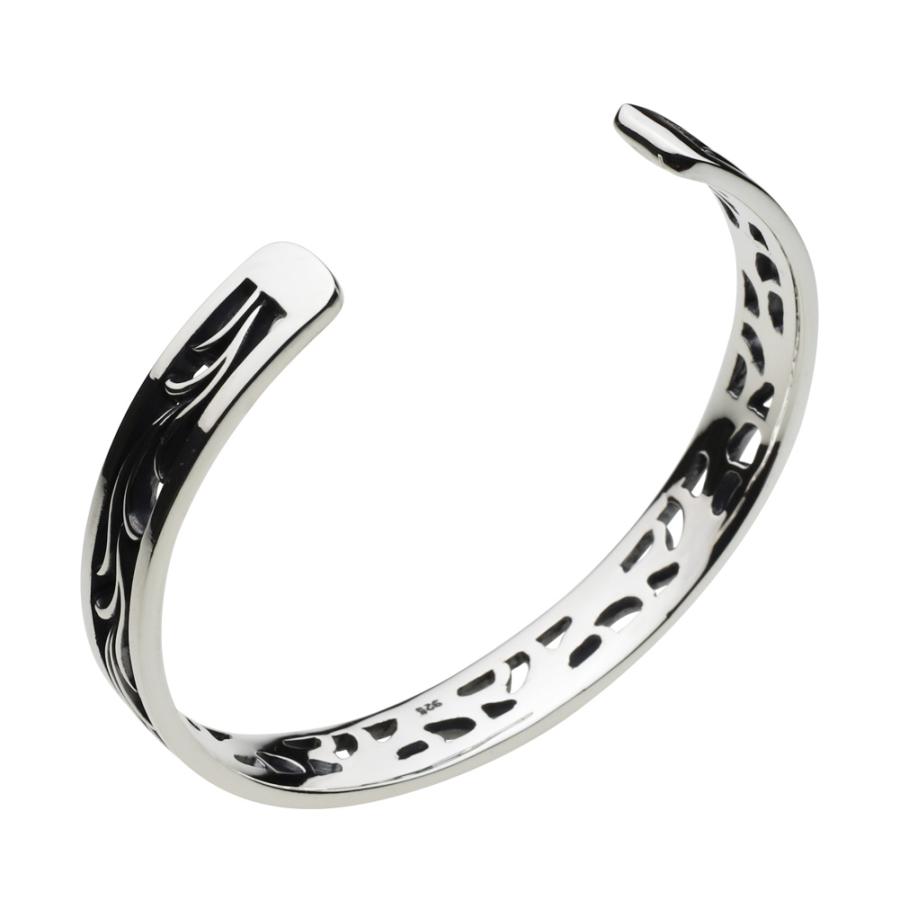 シルバーブレスレット メンズ バングル ウェーブ アラベスク 唐草模様