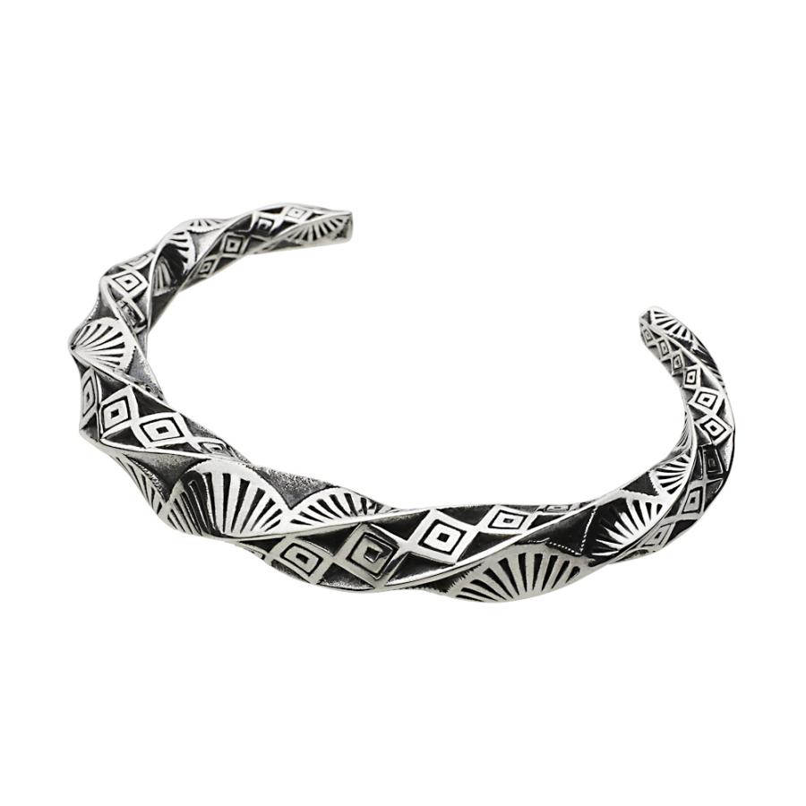 シルバーブレスレット メンズ バングル ネイティブ ツイスト シルバー925 シルバーアクセサリー fb0175の画像