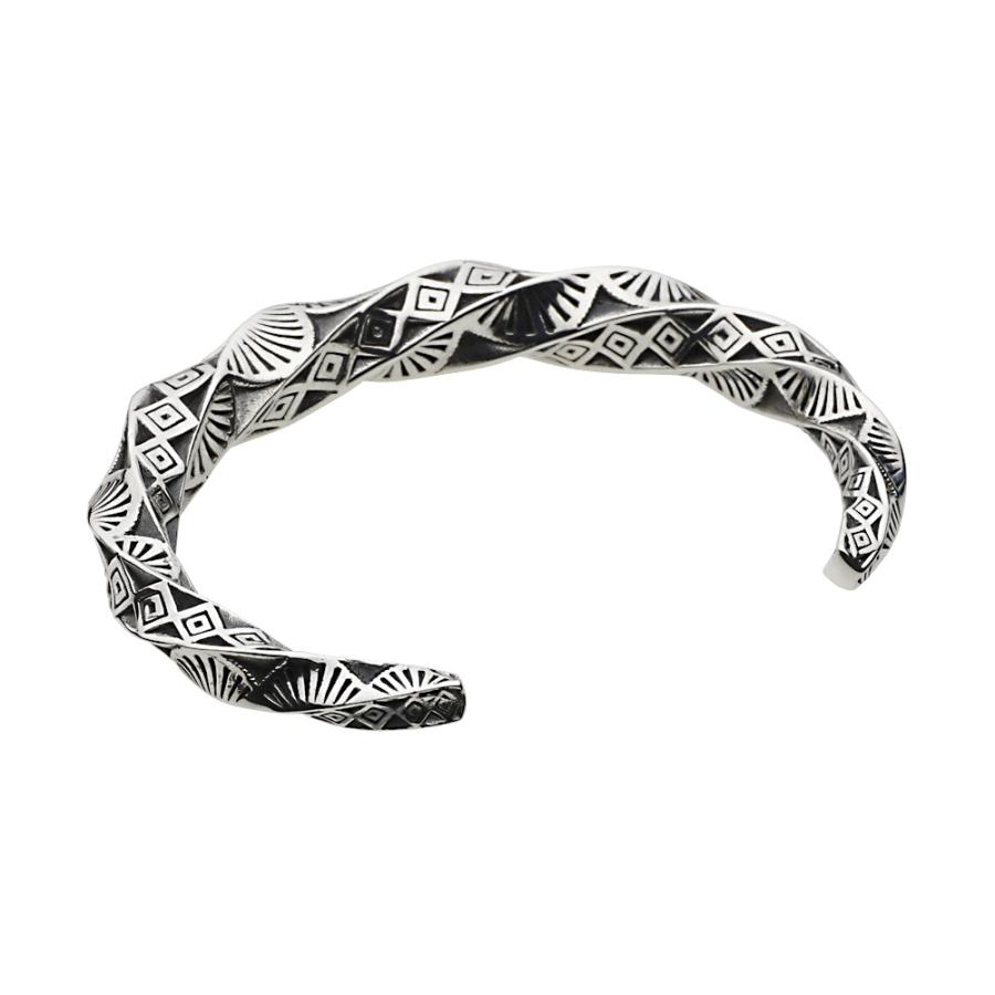 シルバーブレスレット メンズ バングル ネイティブ ツイスト シルバー925 シルバーアクセサリー fb0175の画像