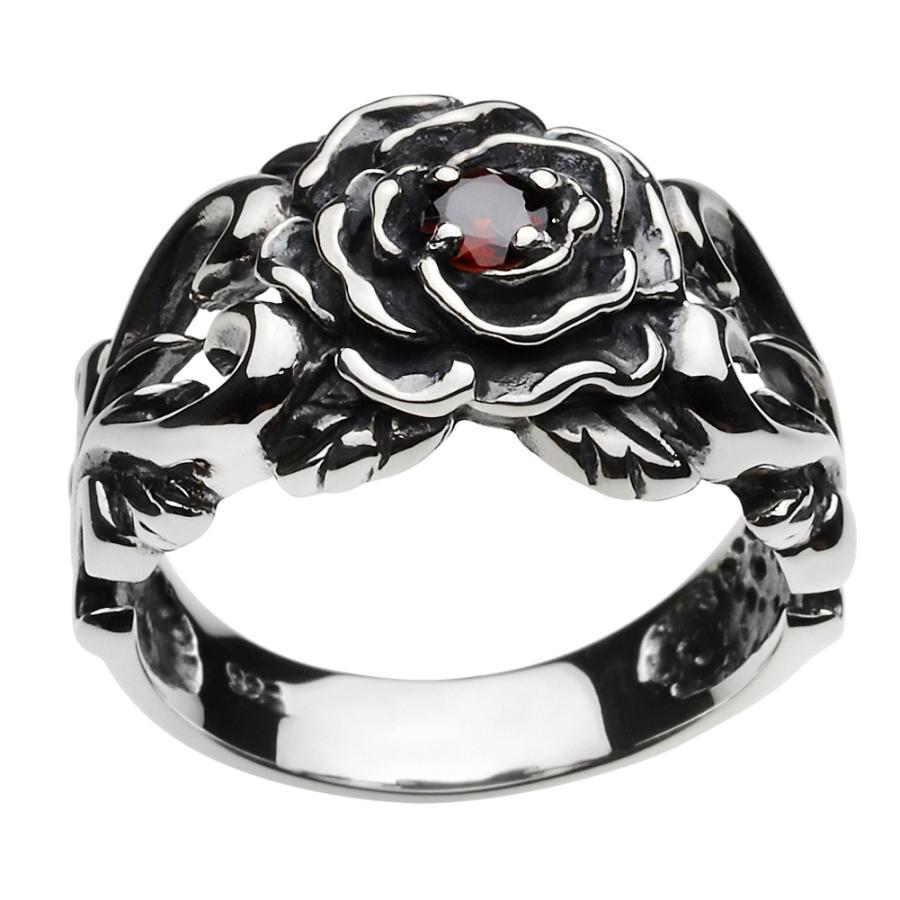 指輪 メンズ ガーネット ローズ シルバー925 リング メンズ シルバー  
