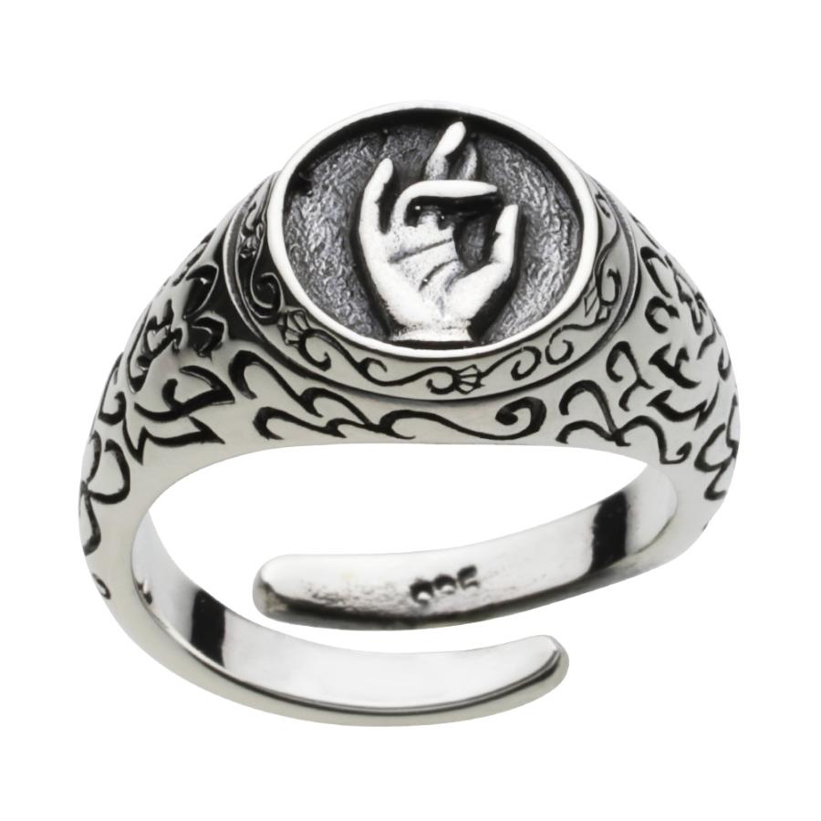 シルバーリング 指輪 メンズ 弥勒菩薩 仏 唐草 お守り シルバー925