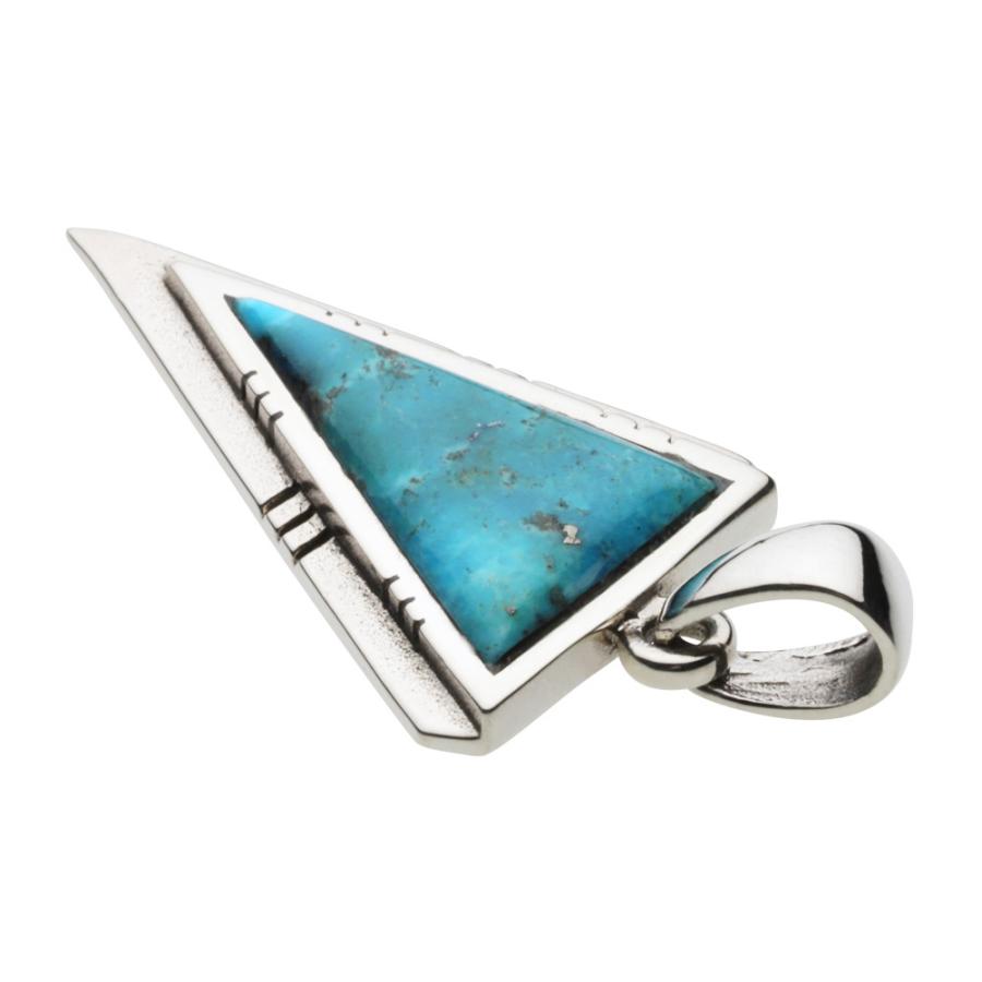 ターコイズ シルバーペンダント メンズ トライアングル ストーン青 石 誕生石 シルバー925 シルバーアクセサリー fp0472の画像
