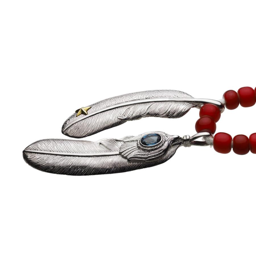 ブルートパーズ スター フェザー シルバー925 ネックレス メンズ シルバーネックレス シルバーアクセサリー fp0491の画像
