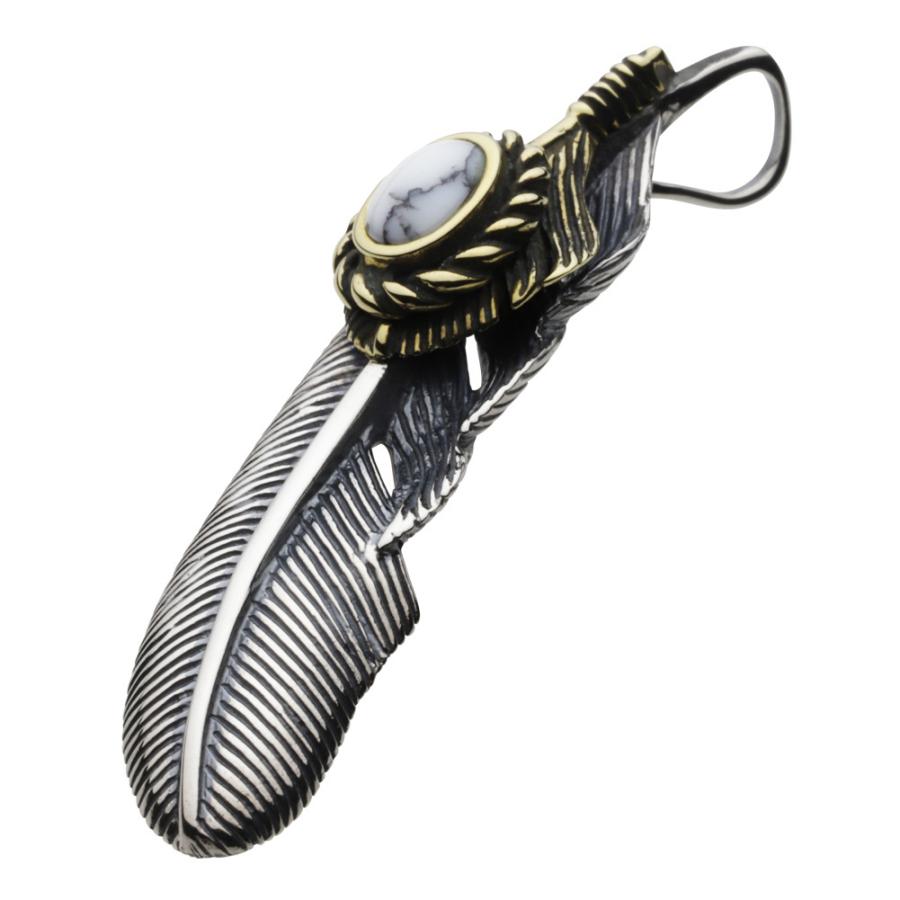 チェーン付き シルバーネックレス メンズ フェザーネックレス 羽