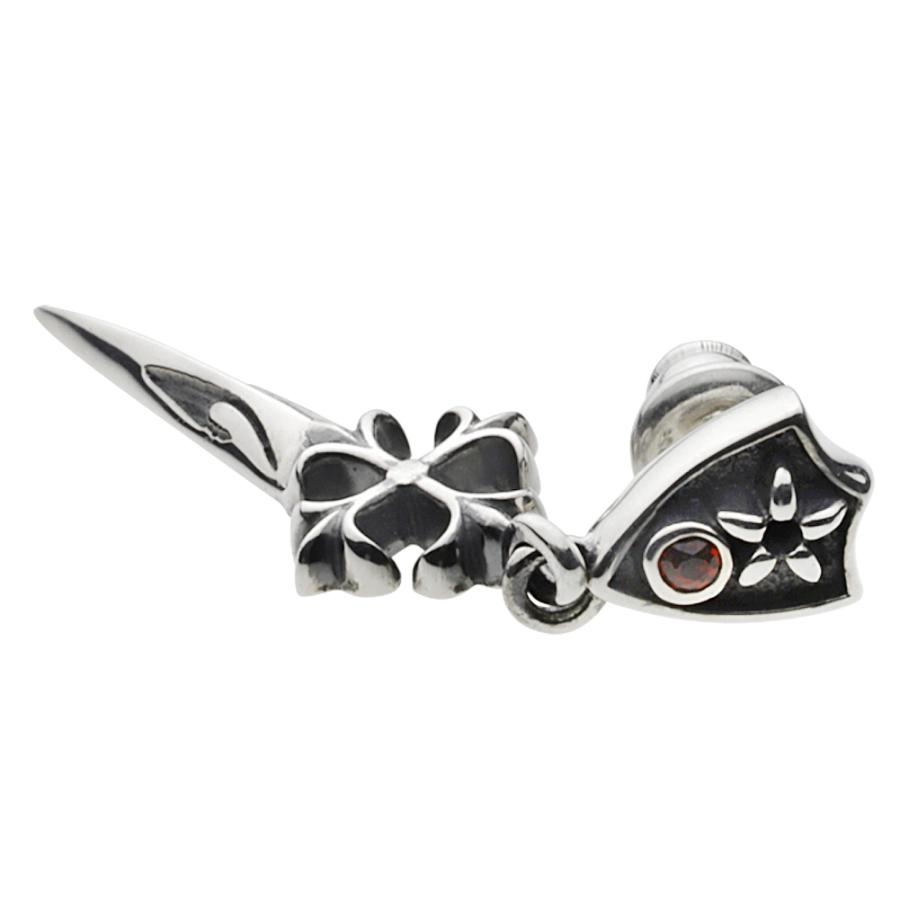 ガーネット シルバーピアス 18金ポスト メンズ ダガー チャーム ドロップ 揺れる ぶら下がり シルバー925 シルバーアクセサリー fe0144の画像