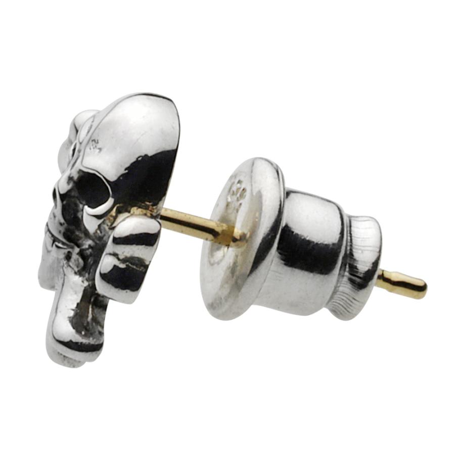 シルバーピアス 18金ポスト メンズ クロス スカル ドクロ シルバー925 silver925 スタッド ピアス 片耳 シルバーアクセサリー fe0127の画像