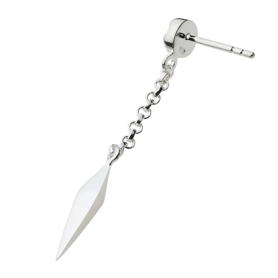 ジルコニア シルバーピアス メンズ ダガー チャーム ドロップ チェーン