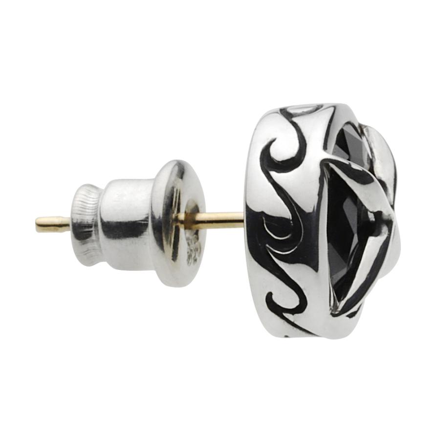 ブラックジルコニア シルバーピアス 18金ポスト メンズ クロス シルバー925 silver925 大ぶり 大きめ 丸 シルバーアクセサリー fe0176の画像