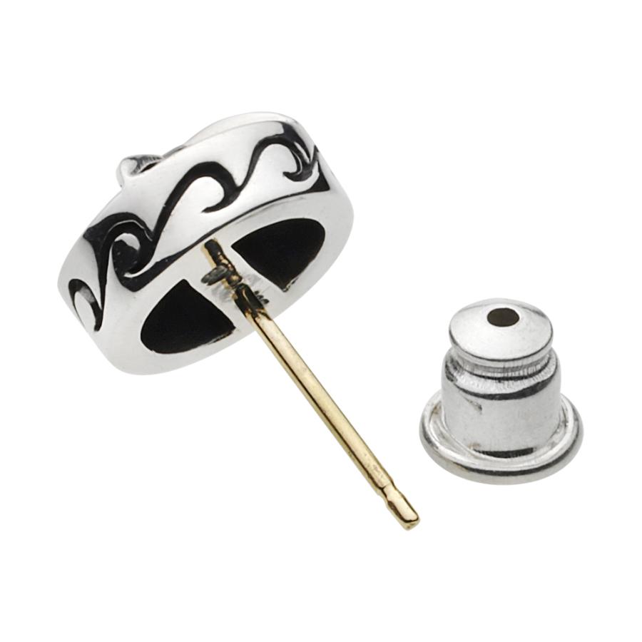 ブラックジルコニア シルバーピアス 18金ポスト メンズ クロス シルバー925 silver925 大ぶり 大きめ 丸 シルバーアクセサリー fe0176の画像