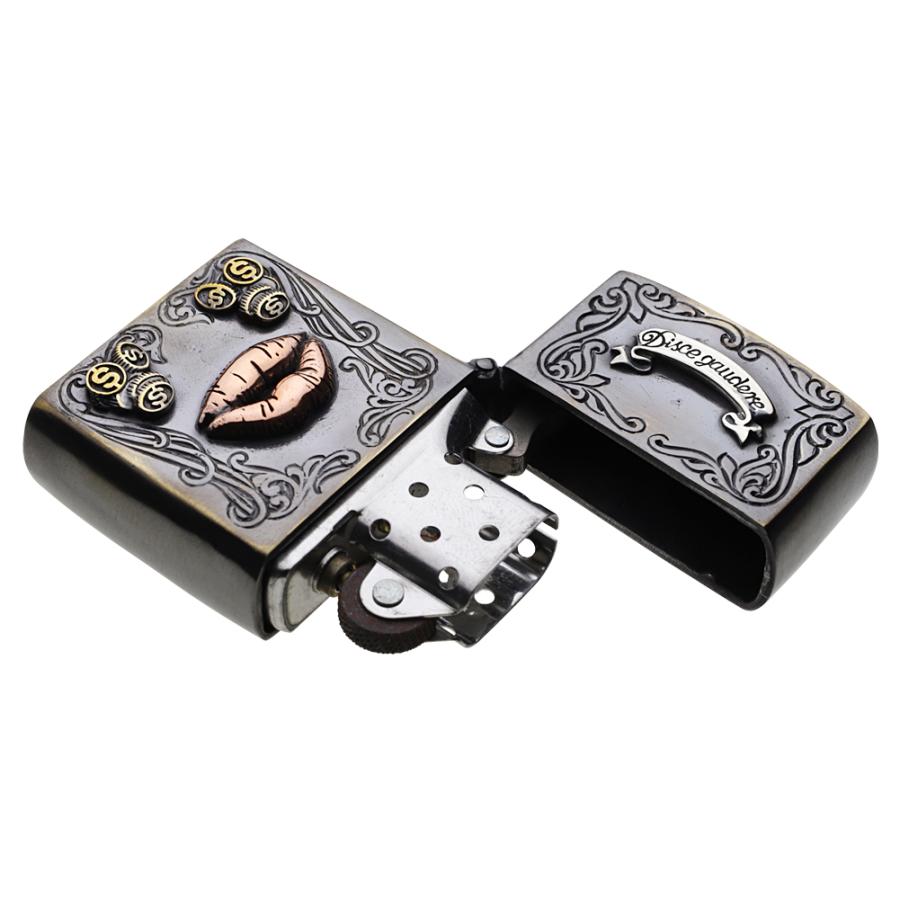 真鍮オイルライター リップ＆ドル リップアンドタン 唇 パンクロック スカル アメリカンロック ZIPPO ジッポ ブラス アクセサリー s0055の画像