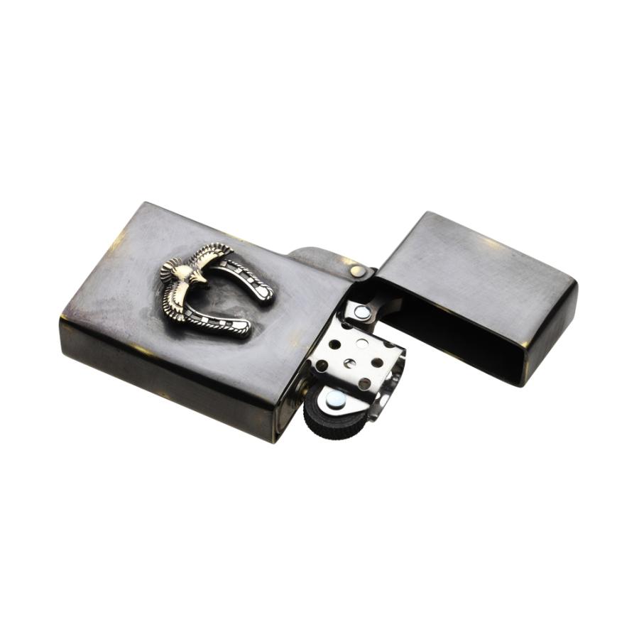 真鍮オイルライター イーグル ホースシュー 馬蹄 幸運 魔除け アメリカン ネイティブ ルート66 ZIPPO ジッポ ブラス アクセサリー s0072の画像