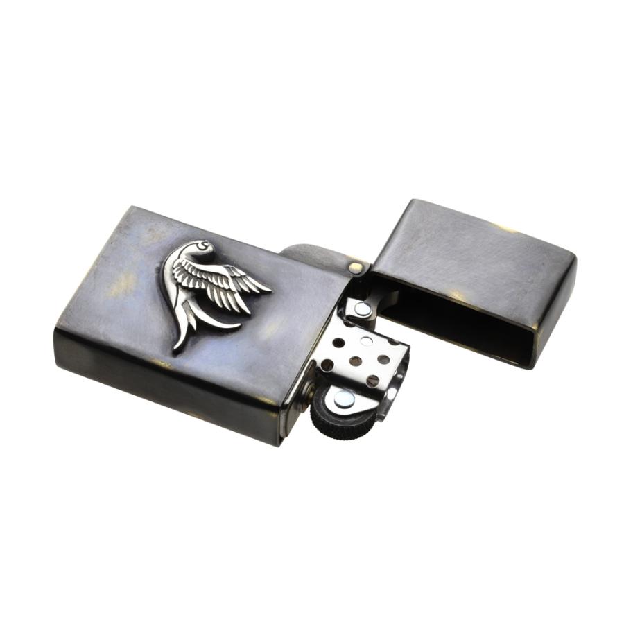 真鍮オイルライター スワロー ツバメ 燕 飛翔 幸運 お守り 自由 旅立ち 希望 タトゥー バイカー ZIPPO ジッポ ブラス アクセサリー s0074の画像