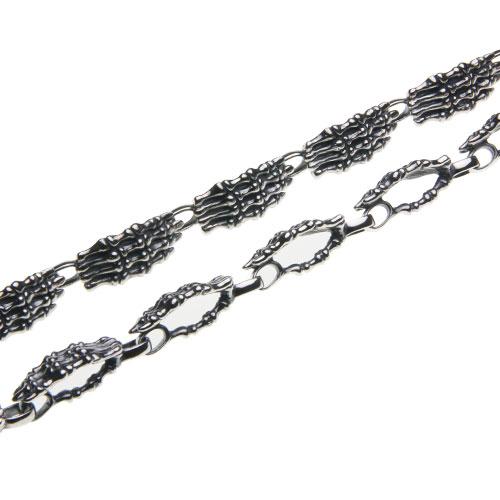 シルバー ウォレットチェーン ボーンハンド スカル スカルハンド ドクロ ガイコツ 骸骨 メンズ シルバー925 シルバーアクセサリー s0115の画像