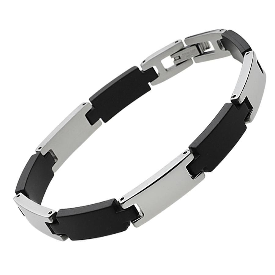 ブレスレット メンズ ブラックラバー ステンレスブレスレット メンズ ステンレスアクセサリー Fb6033 Ss181 シルバーアクセサリーfigmart 通販 Yahoo ショッピング