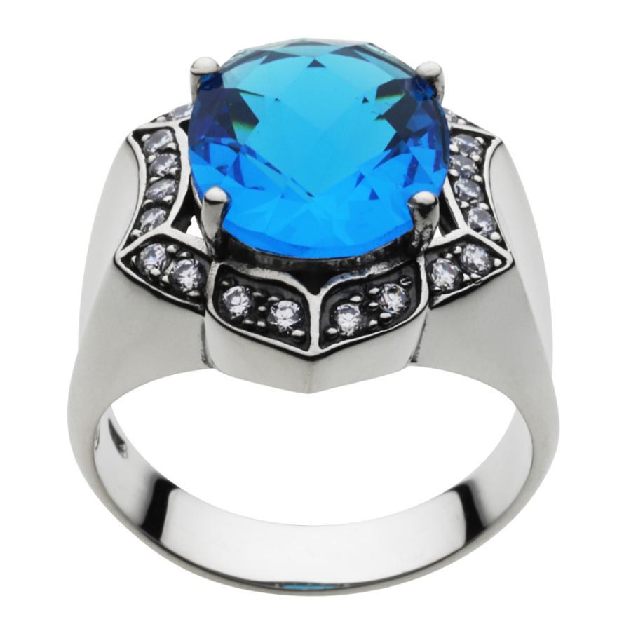 ブルーグラス ジルコニア シルバーリング 指輪 メンズ ゴージャス 青 石 太め 大ぶり 幅広 シルバー925 リング 大きいサイズ シルバーアクセサリー fr0196