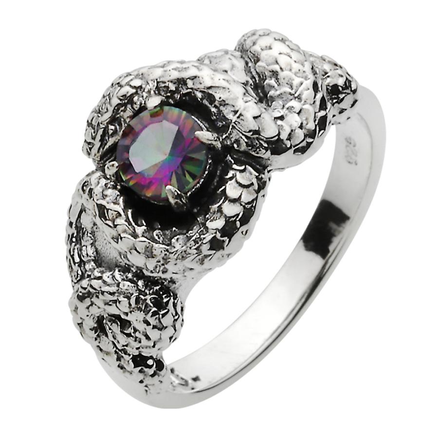 ミスティッククォーツ シルバーリング 指輪 メンズ スネーク 蛇 動物