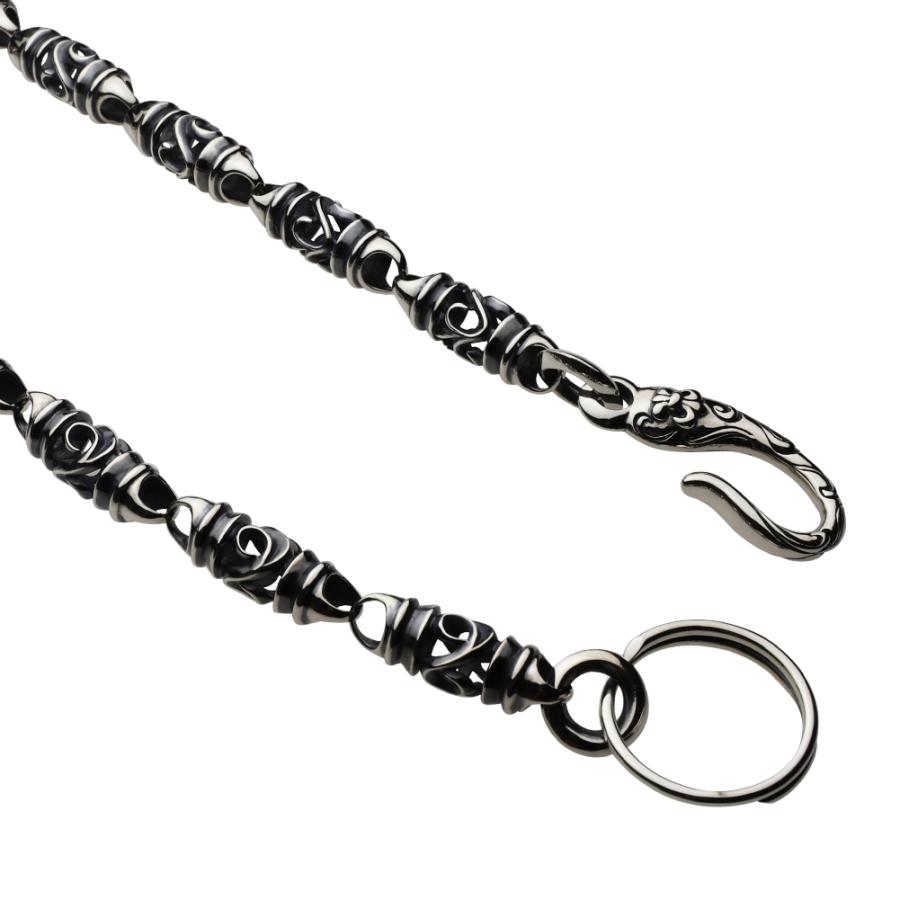 シルバーウォレットチェーン ローラー キーリング付 シルバー