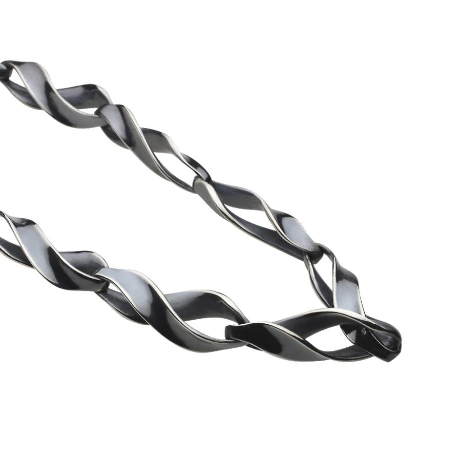 シルバーウォレットチェーン スパイラル キーリング付き ツイスト ねじり フラット 帯状 メンズ シルバー925 シルバーアクセサリー s0123の画像