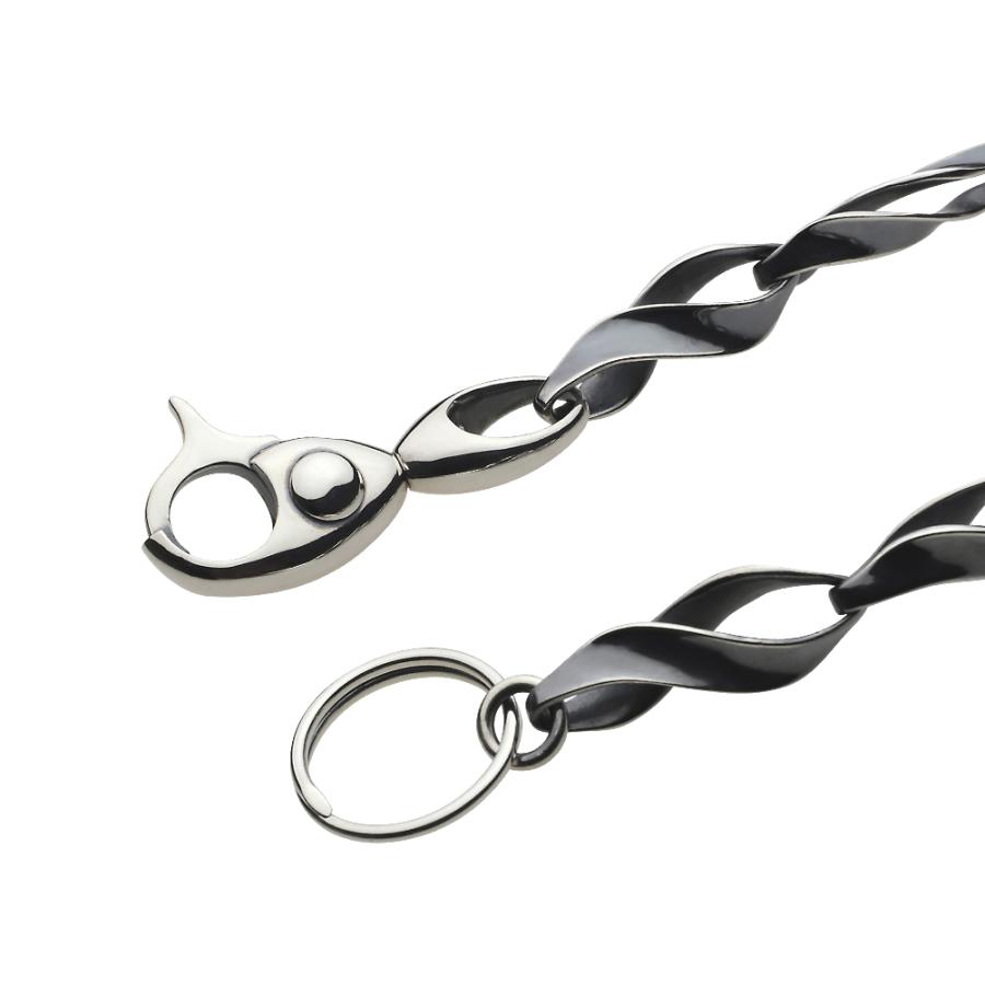 シルバーウォレットチェーン スパイラル キーリング付き ツイスト