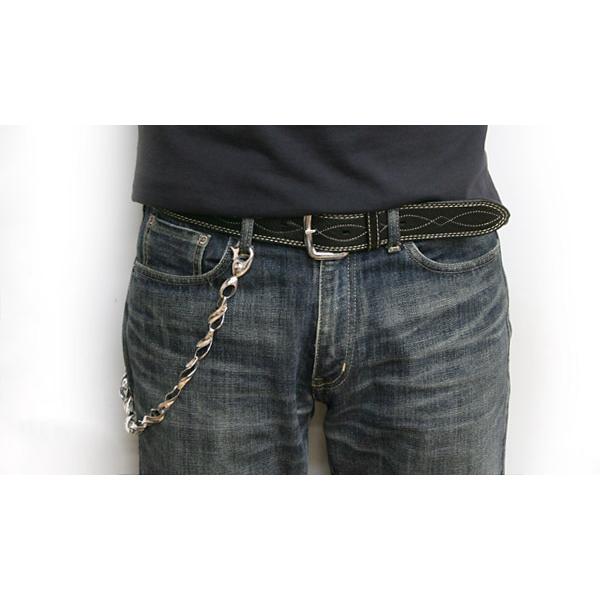 シルバーウォレットチェーン スパイラル キーリング付き ツイスト ねじり フラット 帯状 メンズ シルバー925 シルバーアクセサリー s0123の画像