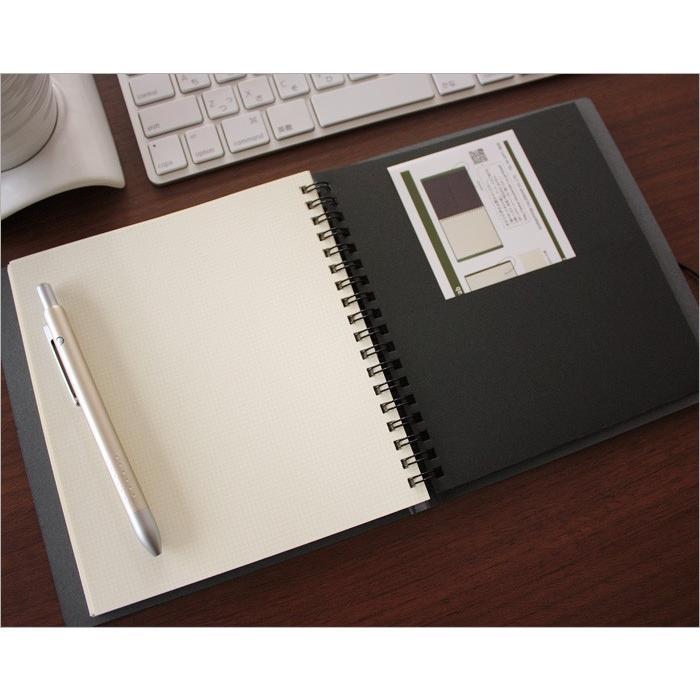 【メール便可 1冊まで】クレイド / ストリングタイ ノートブック リングノート（2mm方眼）ウッドランド ブラック/グレー（No.8879） |  | 03