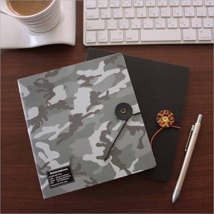 【メール便可 1冊まで】クレイド / ストリングタイ ノートブック リングノート（2mm方眼）ウッドランド ブラック/グレー（No.8879） |  | 04