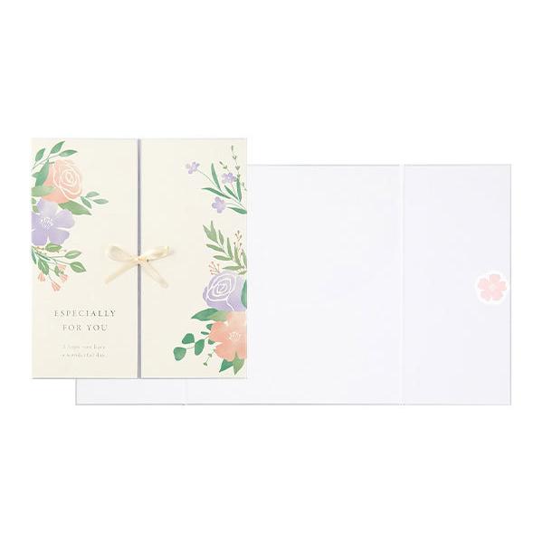 ミドリ カラー色紙 両開き リボン 花柄（33265006）【MIDORI 色紙