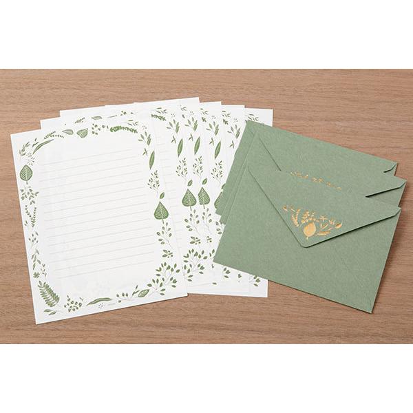 MIDORI(文具) ミドリ レターセット 箔押封筒 葉柄(86507006 MIDORI(文具) ミドリ レターセット 箔押封筒 葉柄(86507006