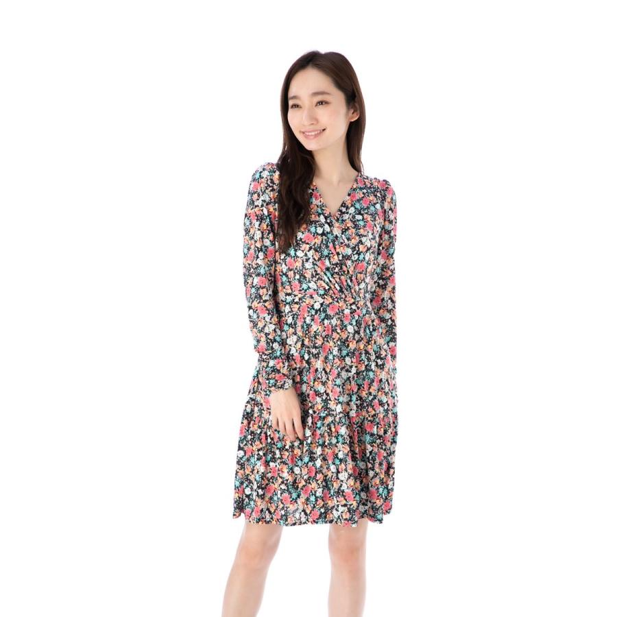 エジェリ(EGERIE)ワンピース T1 T2 T3サイズ 長袖 膝丈ワンピース 小花柄 カシュクール ジャージー レディース 大人 | EGERIE