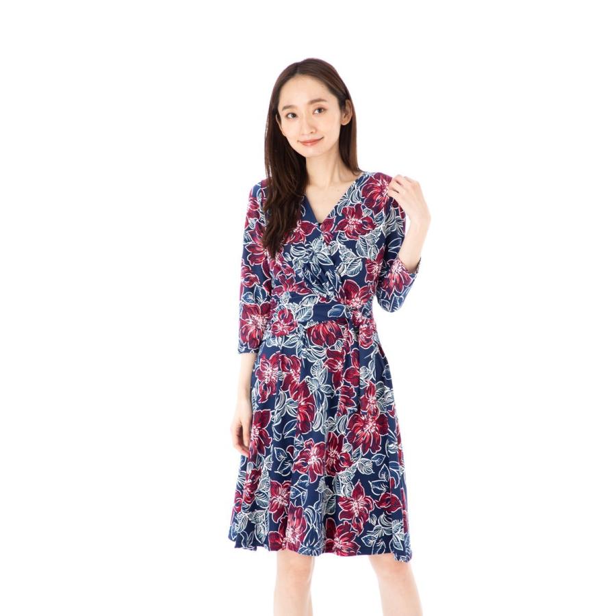 エジェリ Egerie ワンピース T1 T2 T3サイズ 七分袖 膝丈ワンピース 花柄 カシュクール ジャージー レディース 大人 009dune1 ステラウェブショップ 通販 Yahoo ショッピング