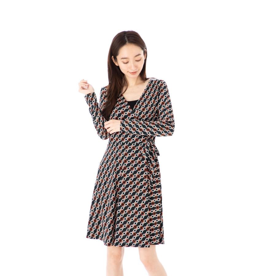 ファス Fas ワンピース T2 T3 T4サイズ 長袖 ひざ丈 総柄 カシュクール 大人上品ワンピース レディース Fille A Suivre 009nancy1 ステラウェブショップ 通販 Yahoo ショッピング