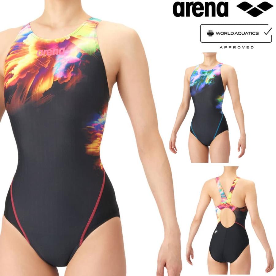 アリーナ ARENA 競泳水着 レディース WA承認モデル AQUA RACING ECO AQUA STRIPE-D STORM CLOUDS レーシングワンピース オープン 2026年春夏 AS6SRC71L | アリーナ