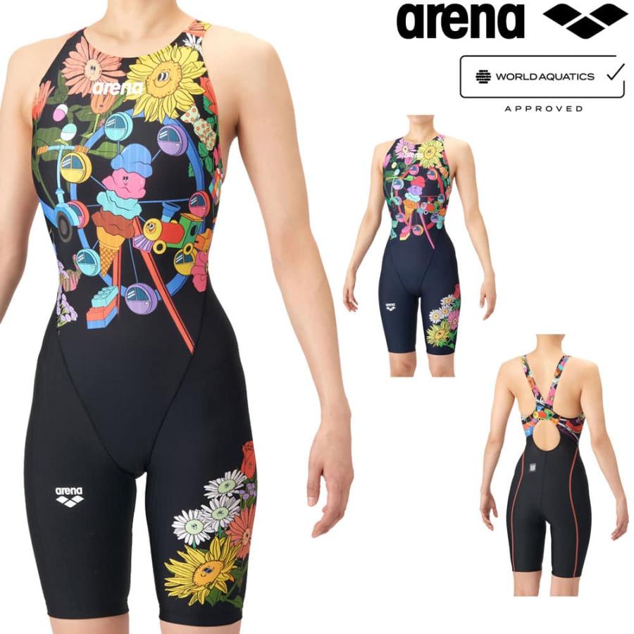 アリーナ ARENA 競泳水着 レディース WA承認 AQUA RACING ECO AQUA STRIPE-D FUN GRAPHICS レーシングワンピーススパッツ オープン AS6SRCP0L | アリーナ