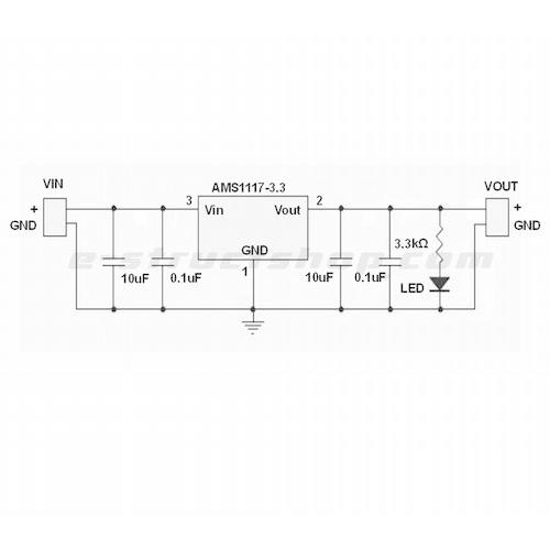 【送料無料】 3.3V 電源 モジュール　AMS1117-3.3 出力 800mA 入力4.5〜12V |  | 02