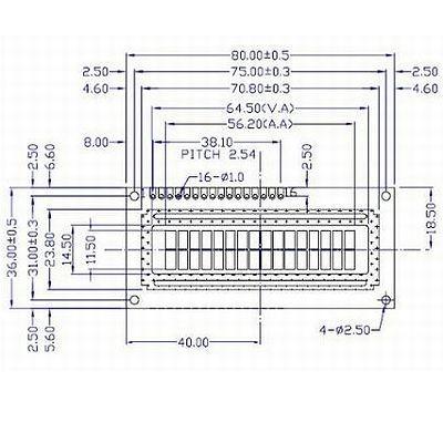 【送料無料】 バックライト付き キャラクタ ＬＣＤ モジュール （１６×２行） 青地に白抜き文字 HD44780 互換｜e-struct｜04