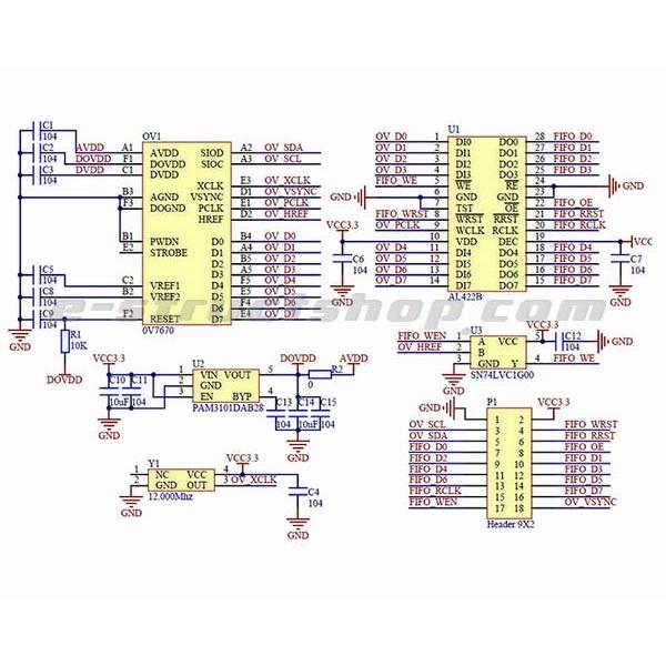 【送料無料】 ＯＶ７６７０ カメラ モジュール （AL422B ＦＩＦＯ 付き） VGA SCCB |  | 05