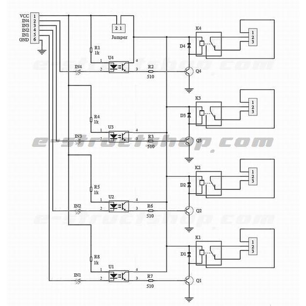 【送料無料】 4CH リレー モジュール （5V）　リレー スイッチ　1c 接点　アイソレート フォトカプラで絶縁 |  | 05