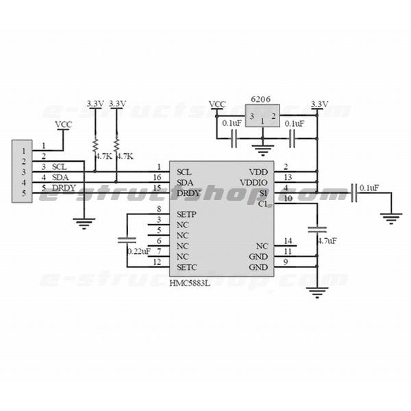 【送料無料】 HMC5883L 搭載 ３軸 地磁気 センサー モジュール （コンパスモジュール）  I2C 接続 |  | 03