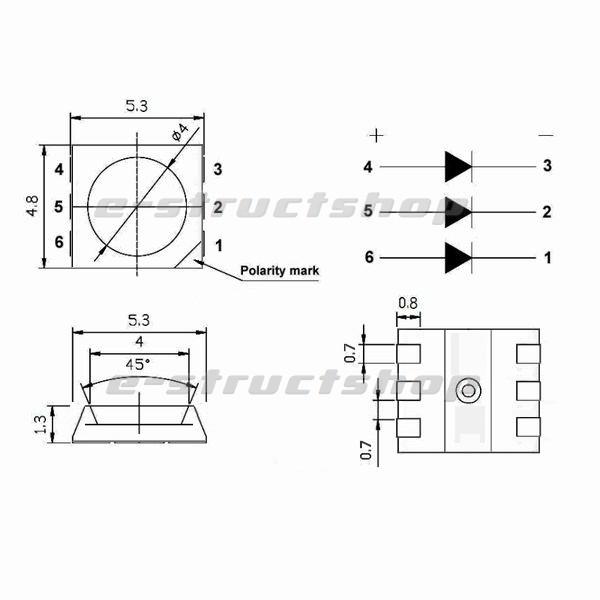 【送料無料】 高輝度 白色 3チップ LED 100個セット（5050サイズ） 自作 表面実装 チップ SMD |  | 03
