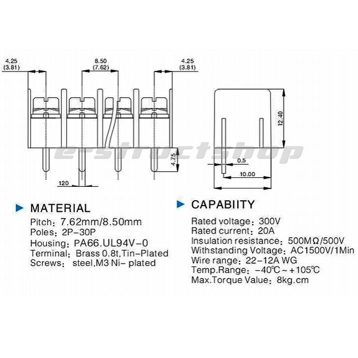 ネジ止め式 ターミナルブロック （2P） 連結できます |  | 03