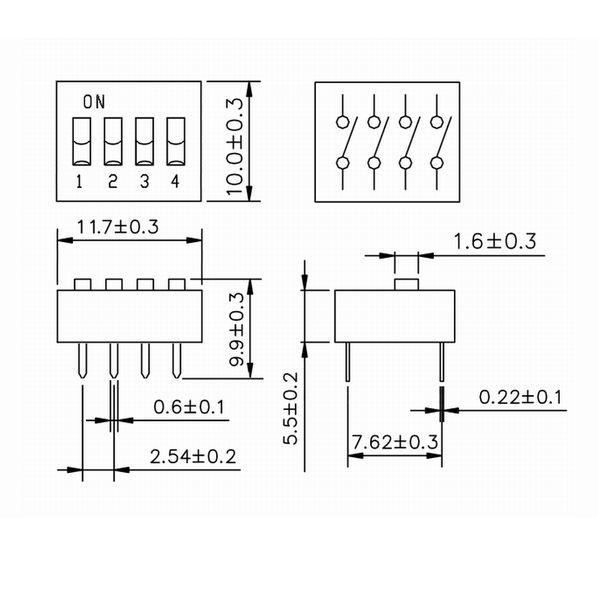 スライド型ディップスイッチ（４Ｐ） |  | 01