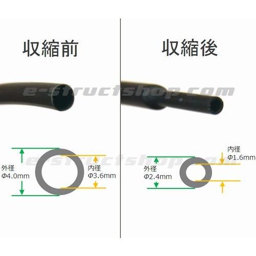 【送料無料】 熱収縮チューブ 黒　(Φ3.0)  長さ5m (収縮時外径 約Φ2.4mm) 防水 防塵 保護 配線 ヒートシュリンク カバー |  | 01